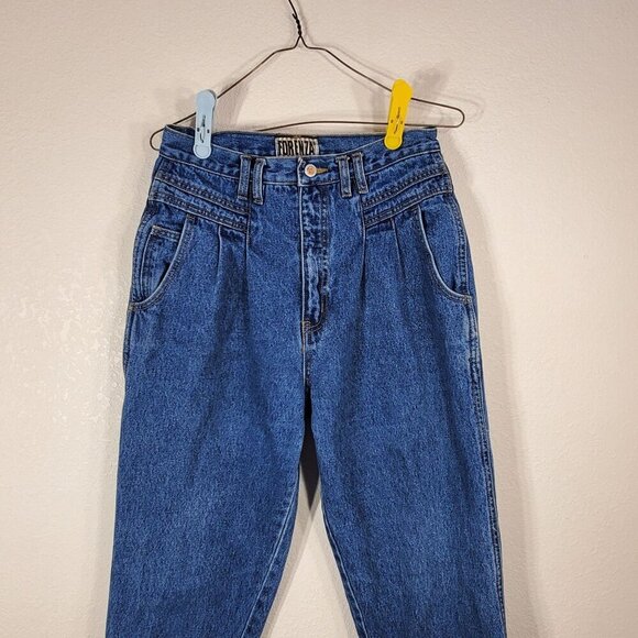 VTG Forenza Womens Jeans Size 12 High-Waisted Mom Jeans Classic Blue Denim Pleat - Picture 4 of 9